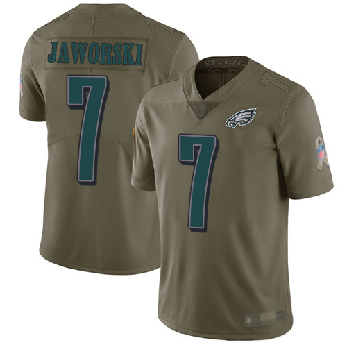 Men Philadelphia Eagles #7 Ron Jaworski Limited Olive 2017 Salute to Service Football NFL Jersey